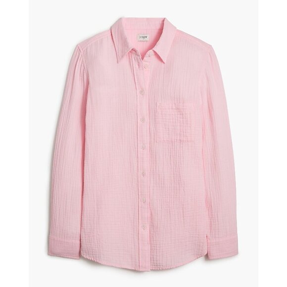 NWT J.Crew Pink Crinkle Gauze Cotton Coastal Granddaughter Button Down Top XS - Picture 3 of 16